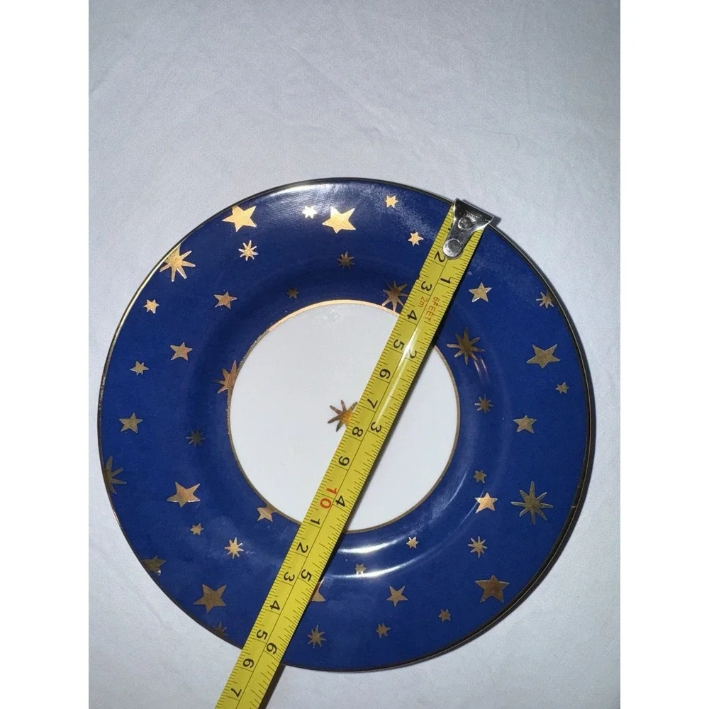 Sakura Galaxy Fine Porcelain Flat Bottom Tea Cup & Saucer Celestial Gold Stars
